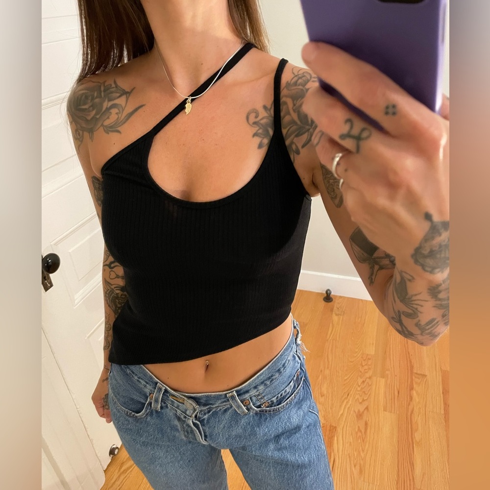 ASYMMETRICAL REFORMATION BLACK TANK TOP